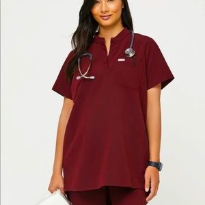 Figs Mahogany Maternity Kitale Scrub Top